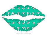 Paper Planes Turquoise - Kissing Lips Fabric Wall Skin Decal measures 24x15 inches