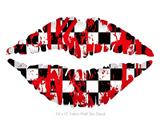 Checkerboard Splatter - Kissing Lips Fabric Wall Skin Decal measures 24x15 inches