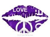 Love and Peace Purple - Kissing Lips Fabric Wall Skin Decal measures 24x15 inches